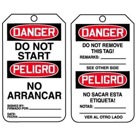 DANGER DO NOT START (ENGLISH/SPANISH-MEXICAN) (50 Pack)